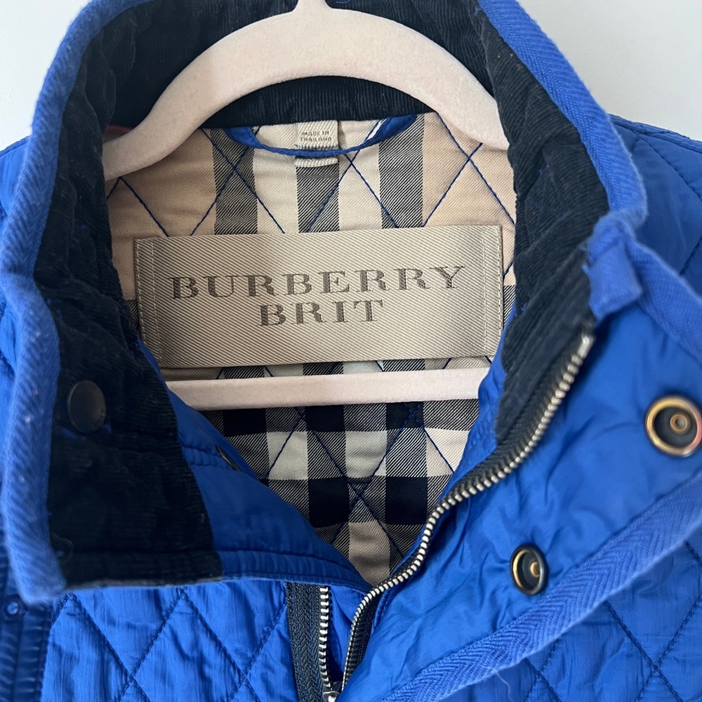 Burberry Brit Blue Quilted Sleeveless Vest Women’s Petite Small Nova Check - Picture 7 of 12